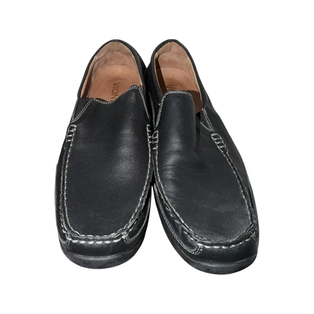 Vionic Preston Leather Loafers‎ Men's 11.5 Black Slip On Comfort Shoes